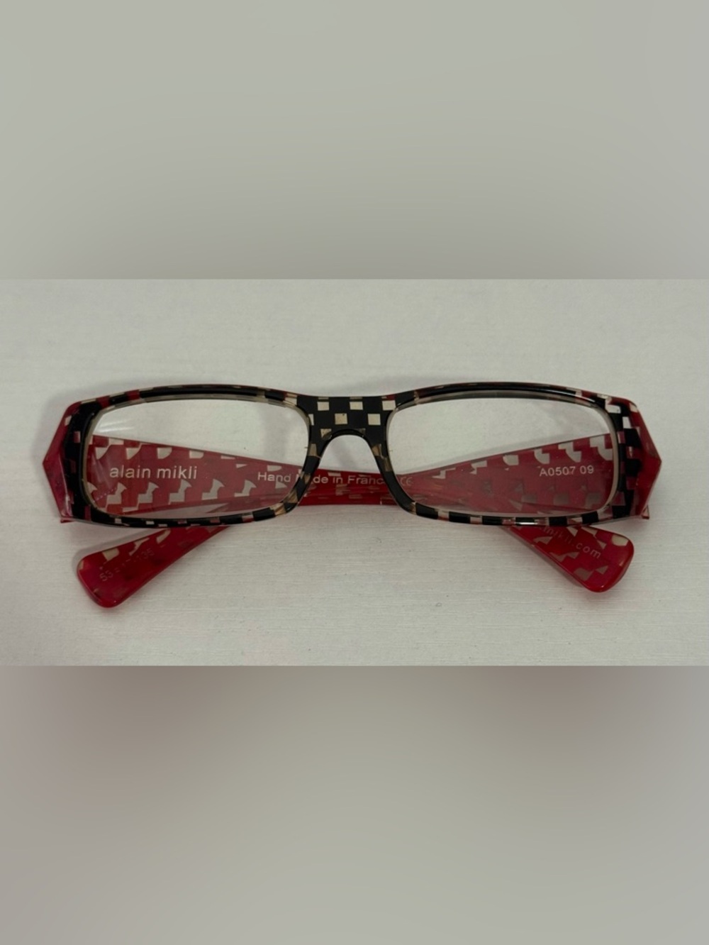 Alain Mikli Women's Black & Red Patterned Rectangle Glasses